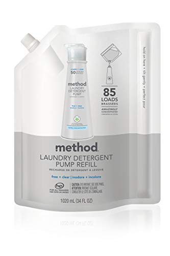 Method Laundry Detergent Refill for Pump Bottles, Free + Clear, 34 Fl Oz
