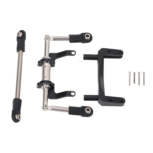 RC Car Servo Mount, Aluminum Alloy Lightweight Hydraulic Steering Link with Adjustable Damping for SCX10, High Performance Shock Absorption for 1/10 Scale Vehicles (Black)