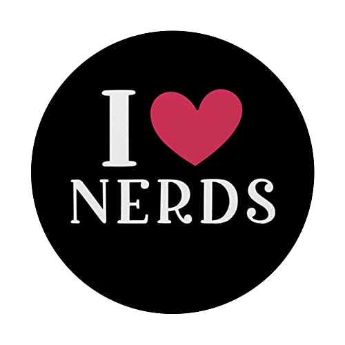 I Love Nerds Funny Geeky Nerd PopSockets Swappable PopGrip, Black - Image 3