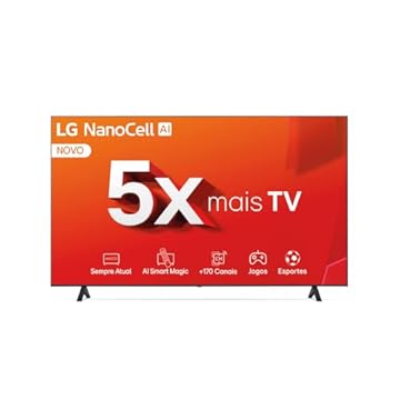 Smart TV 4K 70" LG NanoCell 70NANO80T Processador α5 Ger7 AI Hub de Esportes Alexa/Chromecast integrado webOS 24 Controle Smart Magic