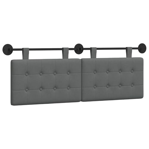 vidaXL Tête de lit Suspendue Gris foncé Tissu, Tête de lit Moderne rectangulaire, Design Mural, déco de Chambre Personnalisable, Meubles Gain de Place