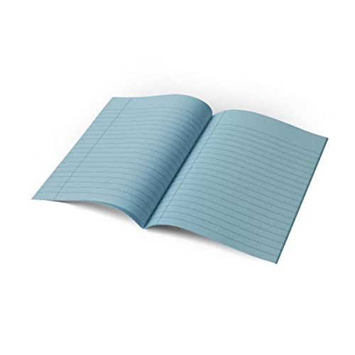 Aqua Tinted Exercise Books: 10mm Lined with Margin, A5 9x7", 48 Pages | Dyslexia Friendly Exercise Book for Children, Adults | Tinted Paper, School, Office, Home, Work, Writing - (Pack of 10)