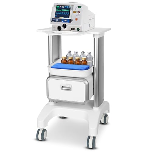 EcomVast Medical Trolley Mobile Ultrasound Cart 135 LBS Load Professional Portable Storage Cart with 4 Silent Wheels Tray for Hospital Dental Clinic Beauty Salon Office Bedroom