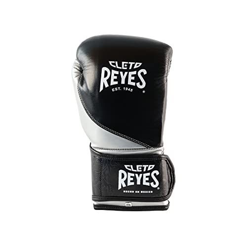 Cleto Reyes High Precision Boxing Gloves With Hook And Loop Closure For Training And Heavy Punching Bags For Men And Women, Mma, Kickboxing, Muay Thai, 8 Oz, Black Silver #TOP1