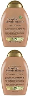 OGX Ever Straightening + Brazilian Keratin Therapy Smoothing Shampoo with Hair-Smoothing Conditioner with Coconut Oil, Cocoa Butter & Avocado Oil