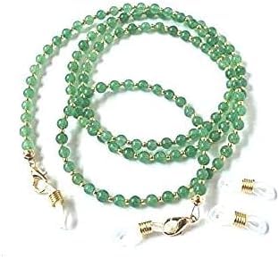 Beautiful 6MM Green & Gold Eyeglass Chain/MASK HOLDER - Natural Semi-Precious Aventurine - Beaded Lanyard for Glasses w/Optional Lanyard Attachments-image-15