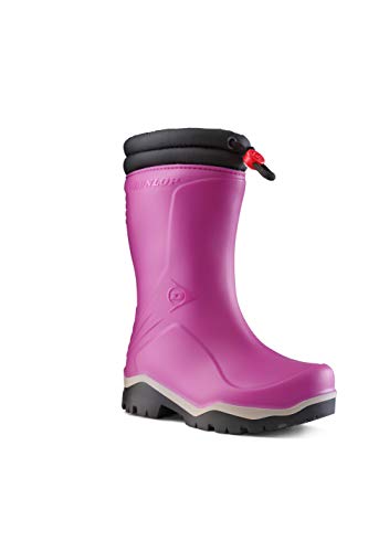 Image of DUNLOP Kids Blizzard - Snow boots for Boys & Girls - Made from PVC - Waterproof winter Rain boots with Soft Toe and Cold Insulation - Pink /Grey /Black - Size 33