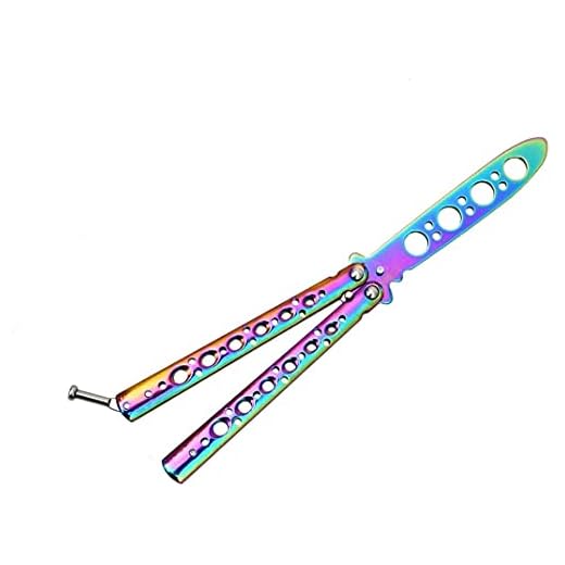 Träning Folding Butterfly Kniv, Rostfritt Stålkniv Ingen kant, Kniv med mantel, Bärbart verktyg för utomhuscamping (Color : COLORFUL)
