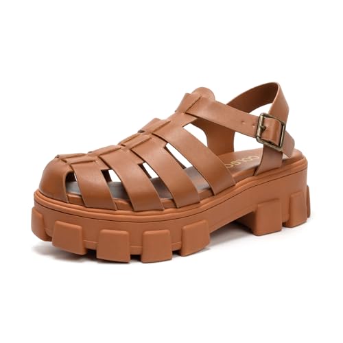 Image of Colgo Womens Platform Wedge Sandals Chunky Block Heeled Adjustable Buckle Fisherman Sandals for Summer