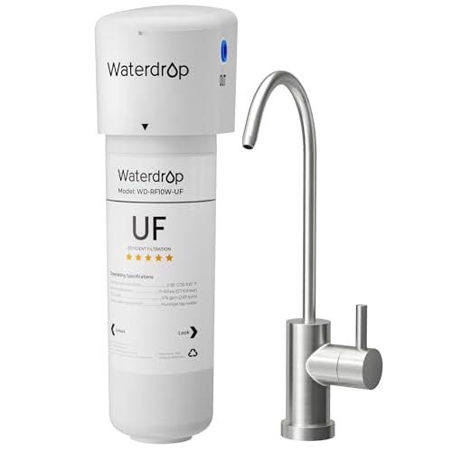 Waterdrop 10UBW-UF 0.01 μm Ultra Filtration Under Sink Water Filter System for Baçtёria Reduction, Reduces Lead, Chlorine, Bad Taste & Odor, 11K Gallons, with Dedicated Faucet, USA Tech Whit
