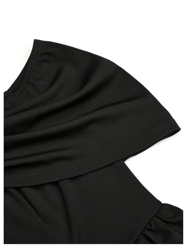 SOLY HUX Women's Plus Size Dress Off The Shoulder Short Sleeve Ruched A Line Flared Cocktail Party Short Dresses4