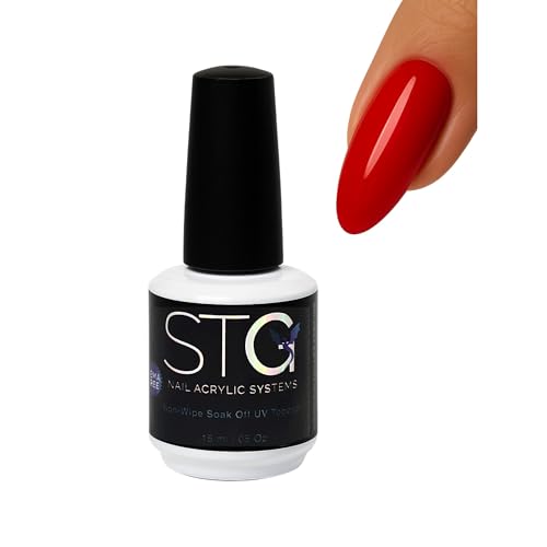 StG Nail Acrylic Systems Non-Wipe Soak-Off UV Topcoat - HEMA-Free, High Gloss, Chip Resistant, Medium Thickness, 15mL