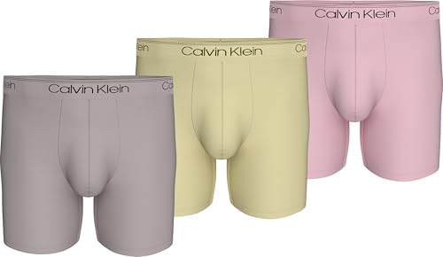 Calvin Klein Micro Stretch 3-Pack Boxer Brief - NB2570 (Grey/Yellow/Buff Pink, Small)