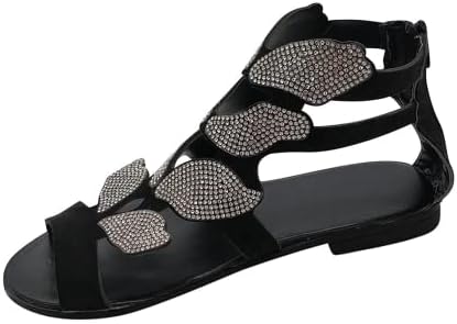 BORAMAX Flat Sandals for Women, Women's Sandals Bohemian Flowers Beaded Casual Summer Flat Beach Shoes Clip Toe Sandals