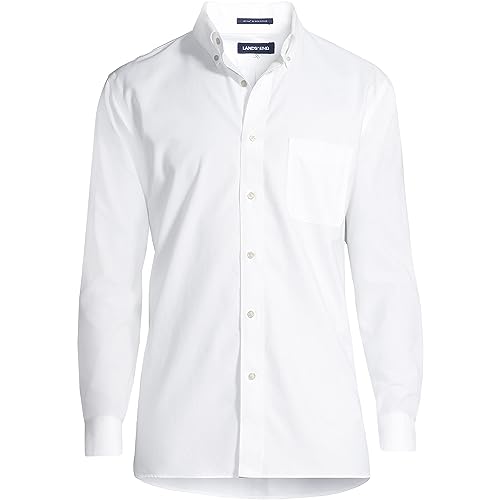 Lands' End Men's Tailored Fit No Iron Solid American-Grown Supima Cotton Oxford Dress Shirt2