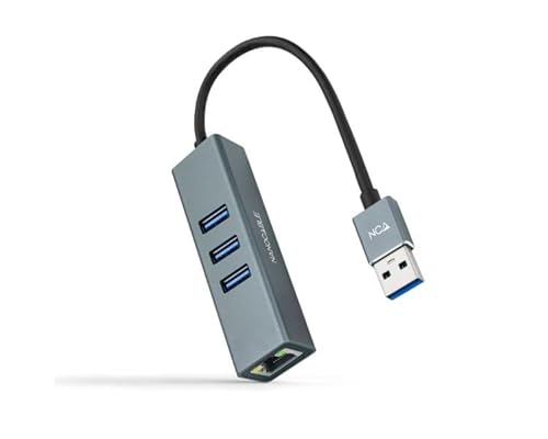 Convertitore - Convertitore Usb 3.0 A Ethernet Gigabit Con 3 Porte Usb 3.0, Lunghezza 15 Cm, Colore Grigio, Trasmissione Rapida. *