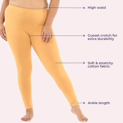 Image of Adira | Plus Size Leggings for Women | Plus Size Leggings for Women | High Waist | Ankle Length | Soft Cotton & Elastane Blend | Non-See-Through | Gusset Crotch Prevents Ripping