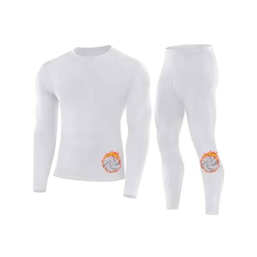 Runhit Thermal Underwear for Men Fleece Lined Long Johns Base Layer Top Bottom Set Cold Weather Gear Hunting Running Skiing Cycling White L