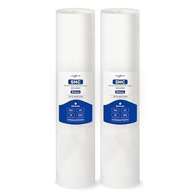 Whole House 5 Micron 20" x 4.5" Spun Polypropylene Sediment Water Filter Cartridge Replacement for DGD-5005-20, 155358-43, FP25B, SDC-45-2005, P5-20BB, FPMB-BB5-20, SP-DD-5005-20BB (Pack of 2)