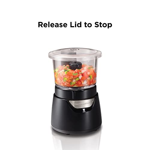 Hamilton Beach Stack & Press 175W Glass Bowl Chopper, 700ml, Black – Easy to Use Food Processor for Vegetables, Nuts, Sauces, Salsa & More – Durable Stainless Steel Blades - 72860-SAU