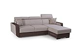 mb-moebel Ecksofa mit Schlaffunktion Eckcouch mit Bettkasten Sofa Couch Wohnlandschaft L-Form Polsterecke Pedro (Beige + Braun, Ecksofa Rechts)