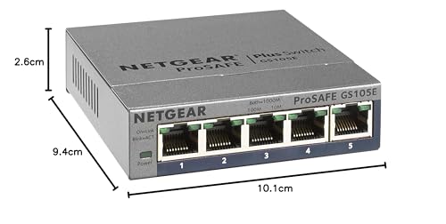 NETGEAR Switch Gigabit de 5 puertos GS105E Prosafe+ gestionable para redes de alta velocidad 3