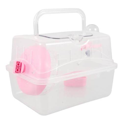Toddmomy Portable Hamster Carrier Cage Transparent Small Travel Case with Feeding Accessories Easy to Clean Safe Design for with Hamsters and Small Pets