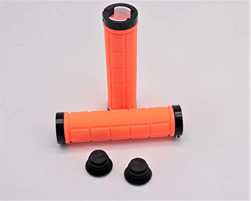 CarbonEnmy - Puños para manillar de bicicleta, goma antideslizante, con anillo de aluminio para bicicleta de carretera, bicicleta de ciudad, bicicleta de montaña, bicicleta plegable, naranja