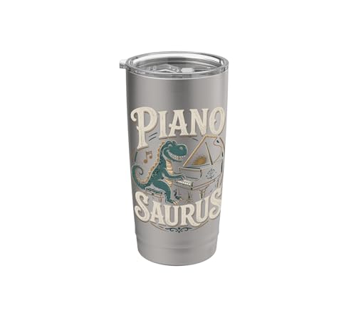 Pianosaurus Piano Player Dinosaur Music Humor Stainless Steel Insulated Tumbler