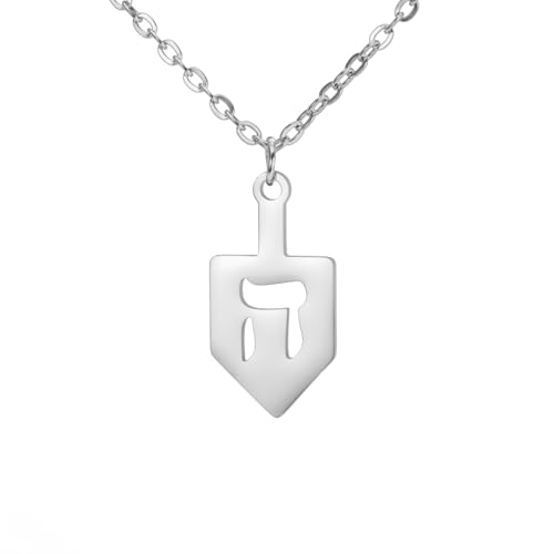EUEAVAN Hebrew Chai Necklace for Women Jewish symbol Pendant Hebrew Letter Chai Necklace Jewish Chai Token Jewish Name Amulet Judaic Religious Jewelry (chai silver)