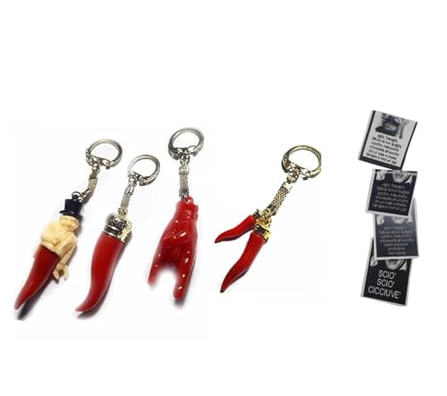 Amulettes cornes et bossu en lot de 4 porte-clés avec carte Toto, un cadeau de protection