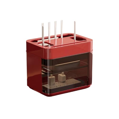 Eiuuioj ルーター収納ボックス 寝室 リビングルーム WIFI 大容量 多層 放熱 プラグインボード 充電器 セットトップボックス 収納ラック (レッド)