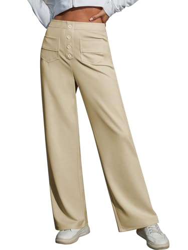 High Waisted Work Pants for Women Stretchy Wide Leg Business Casual Trousers 2025 Women's Dress Pants with Pockets