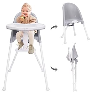 HAN-MM High Chair Folding,One Click fold,Save Space, Detachable Double Tray, Infant Chair, Car Traveling, 3 in 1…