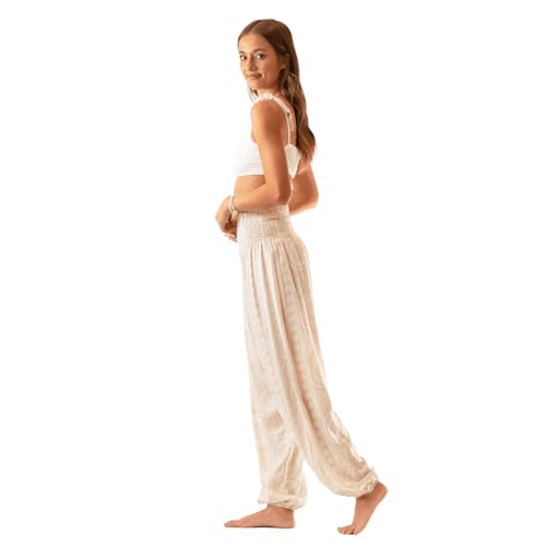 Image of Lotus and Luna Women's Harem Pants Thai Pants for Beach & Lounge High Waisted Flowy Boho Pants Genie Pants Yoga Pants