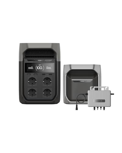 EcoFlow Tragbare Powerstation DELTA 3 mit intelligentem Zusatzakku 1024 Wh, 0% VAT STREAM Mikrowechselrichter, Solargenerator für Notfälle, Wohnmobile, Camping und Stromausfälle
