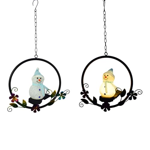 [Bebemax]雪人ソーラーライト 室外クリスマスデコレーション【LED自動照明】 庭用冬イルミネーション 省エネ防水仕様 チェーン付き 窓辺飾り 夜間演出用 クリスマス風鈴ライト 青