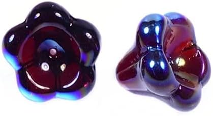 10pcs Bell Flower Beads 11 x 13 mm, Transparent Red Ab (90110-28701), Bohemia Crystal Glass, Czechia 11100240
