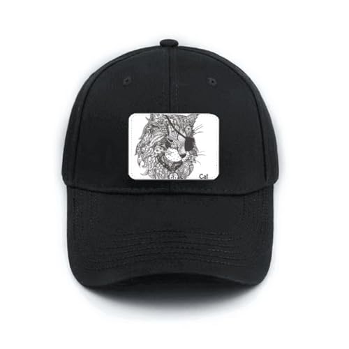 Casquette de baseball noire chat avec languette réglable pour un ajustement quotidien