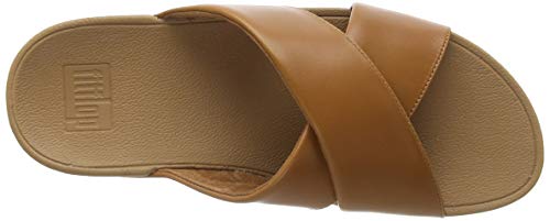 Fitflop Women's Lulu Cross Slide-Leather Open Toe Sandals, Beige Ss18 Light Tan 592, 7 #TOP4