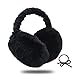 SwirlColor Cache Oreilles Femme, Cache Oreilles Hommes Pliable Doux Noir Cache-oreilles en Peluche pour L'hiver par Temps Froid 1pcs, avec Bande de Cheveux Noirs 1pcs