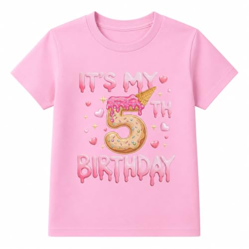 Image of Lovekider Girls Birthday T Shirts Cotton Short Sleeve T-Shirts Tee Party Clothing 3-6 Years