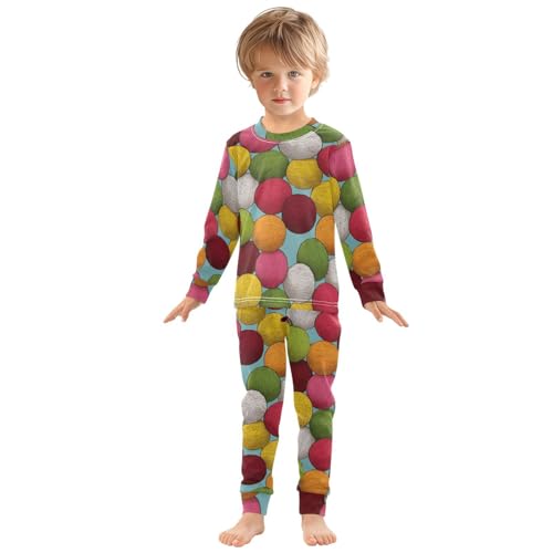 Pajama Sets Long Sleeve Colorful Balls Pattern Print Soft Comfy Sleepwear 2 Piece PJS 3-8T2