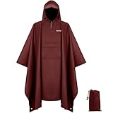 TechRise Rain Ponchos for Adults with Pocket, Waterproof Rain Poncho for Men Women, Reusable Lightweight Hooded Ponchos, 3-in-1 Multifunctional Unisex Raincoat for Hiking Camping Emergency,Red