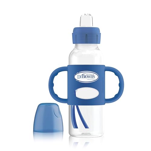 Dr. Brown's Milestones Transitional Sippy Bottle with Silicone Handles - Blue - 8oz - 6m+