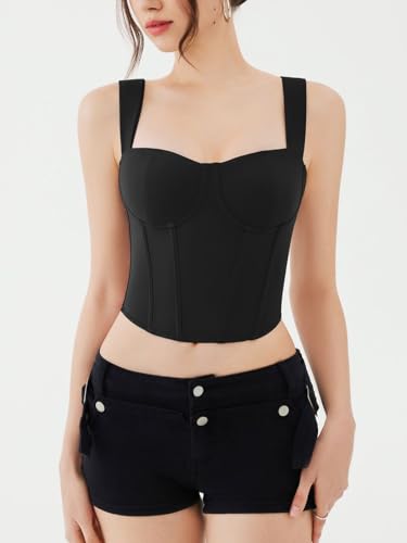 REORIA Womens Sleeveless Sweetheart Neck Bustier Corset Back Zipper Y2K Going Out Crop Tops 2025 Trendy3