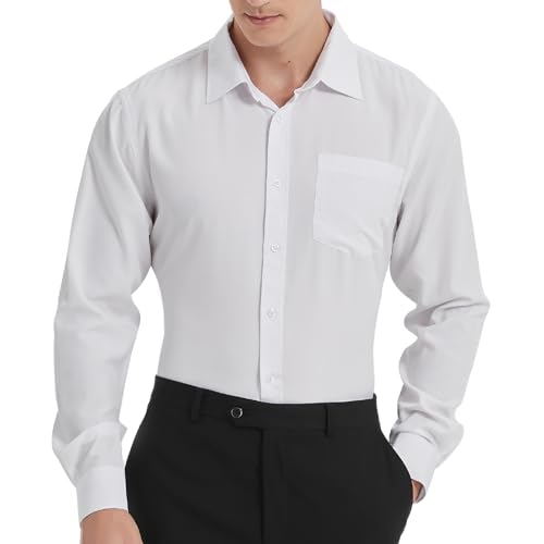 Men's Long Sleeve Dress Shirts, Regular Fit Stretch Wrinkle-Free Business Casual Button-Down Shirts with Front Pocket3