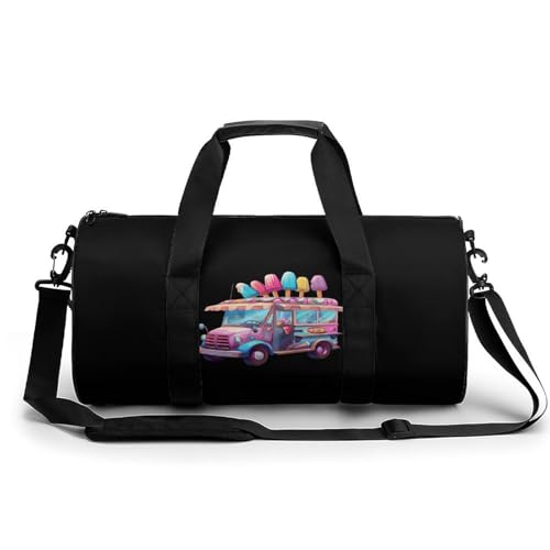 Ice Cream Truck Driver Gym Bag Lightweight Carry On Duffel Bag Athletic Sports Travel Bag Weekender Bag for Men Women