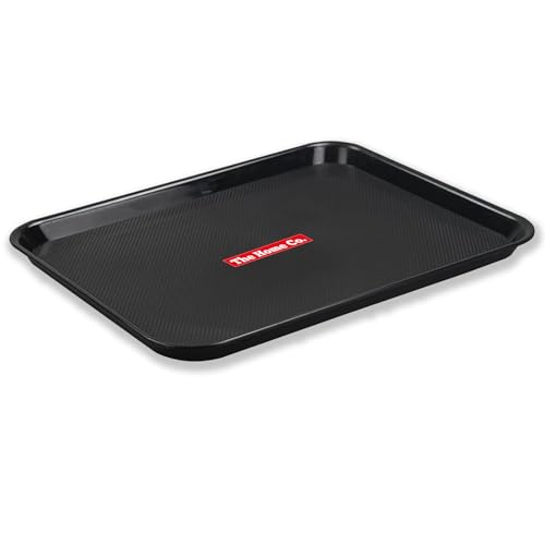 Image of The Home Co. Dish Drainer Basket Plastic Rectangular Tray to Collect Water | Fast Food Tray, Platter Serving Tray for Breakfast, 35X45 cm (Black) (1)