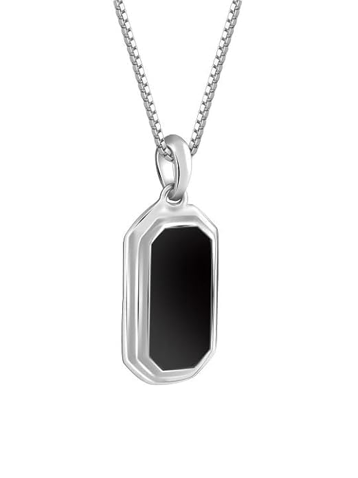 Image of Men's Jewellery Black Chain For Men Boys Geometric Stainless Steel Black Locket Pendant with 3D Chain combo pack of 2pcs gifts